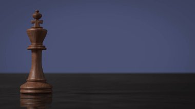  İş Konsepti 3D Hazırlama için Kara Su Üzerine Ahşap Kral.