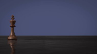  İş Konsepti 3D Hazırlama için Kara Su Üzerine Ahşap Kral.