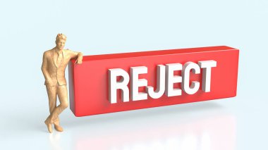 Beyaz arkaplanda Kırmızı Reddet 3d Hazırlama.