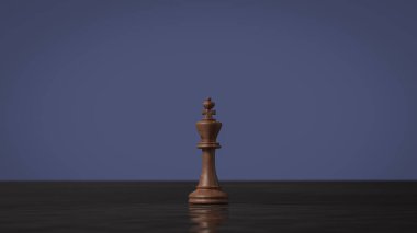  İş Konsepti 3D Hazırlama için Kara Su Üzerine Ahşap Kral.