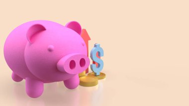 Piggy Bank ve İş Konsepti 3D Hazırlama.