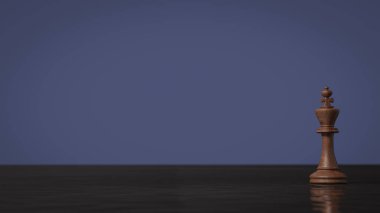  İş Konsepti 3D Hazırlama için Kara Su Üzerine Ahşap Kral.