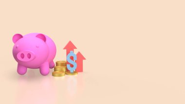 Piggy Bank ve İş Konsepti 3D Hazırlama.