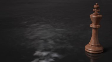  İş Konsepti 3D Hazırlama için Kara Su Üzerine Ahşap Kral.