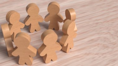 Ahşap İnsan Takım Konsepti 3D Hazırlama