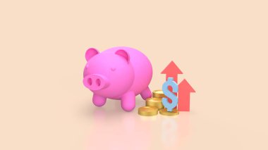 Piggy Bank ve İş Konsepti 3D Hazırlama.