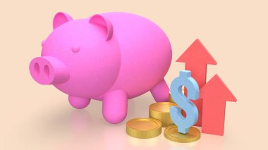 Piggy Bank ve İş Konsepti 3D Hazırlama.