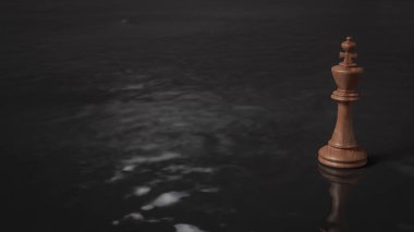  İş Konsepti 3D Hazırlama için Kara Su Üzerine Ahşap Kral.