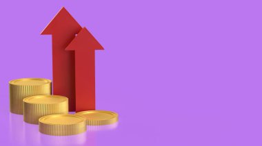 İş konsepti için ok ve madeni paralar 3D yorumlama.