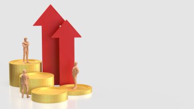 İş konsepti için ok ve madeni paralar 3D yorumlama.