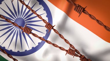 Hindistan bayrağı ve Dikenli tel resim 3d Hazırlama.