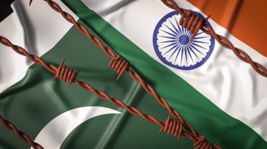 Hindistan ve Pakistan bayrak resmi 3d Hazırlama.
