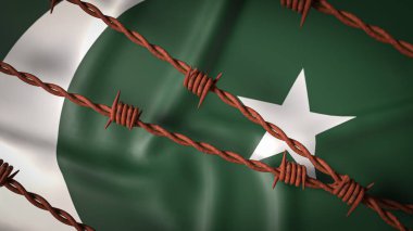 Pakistan bayrağı ve Dikenli tel resim 3d Hazırlama