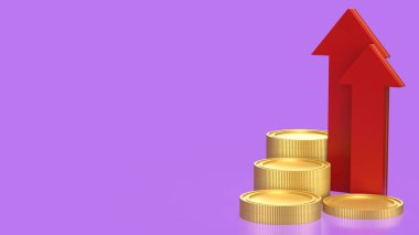 İş konsepti için ok ve madeni paralar 3D yorumlama.