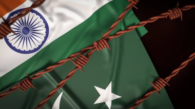 Hindistan ve Pakistan bayrak resmi 3d Hazırlama.