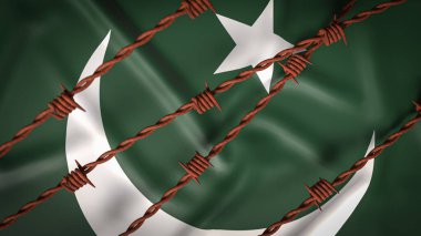 Pakistan bayrağı ve Dikenli tel resim 3d Hazırlama
