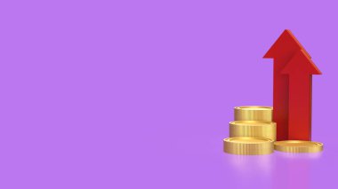 İş konsepti için ok ve madeni paralar 3D yorumlama.