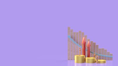 İş Konsepti 3D oluşturma için altın sikkeler ve grafikler oku.