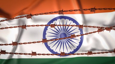 Hindistan bayrağı ve Dikenli tel resim 3d Hazırlama.