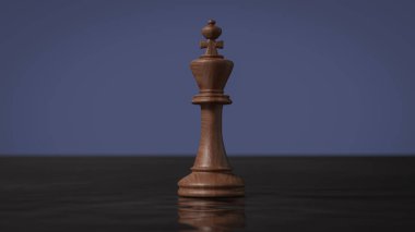  İş Konsepti 3D Hazırlama için Kara Su Üzerine Ahşap Kral.