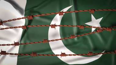 Pakistan bayrağı ve Dikenli tel resim 3d Hazırlama
