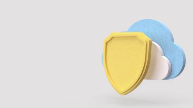 Teknoloji için Kalkan ve Bulut konsepti 3D Hazırlama.