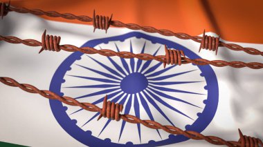 Hindistan bayrağı ve Dikenli tel resim 3d Hazırlama.