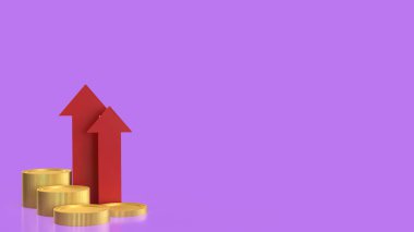 İş konsepti için ok ve madeni paralar 3D yorumlama.