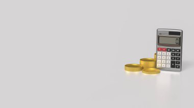 İş konsepti 3D Hazırlama için hesap makinesi ve sikkeler.