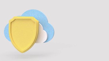 Teknoloji için Kalkan ve Bulut konsepti 3D Hazırlama.