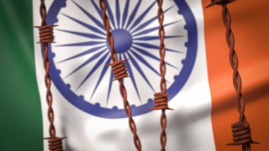 Hindistan bayrağı ve Dikenli tel resim 3d Hazırlama.