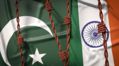 Hindistan ve Pakistan bayrak resmi 3d Hazırlama.