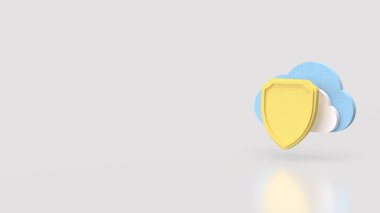 Teknoloji için Kalkan ve Bulut konsepti 3D Hazırlama.