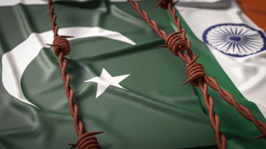 Hindistan ve Pakistan bayrak resmi 3d Hazırlama.