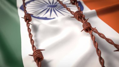 Hindistan bayrağı ve Dikenli tel resim 3d Hazırlama.