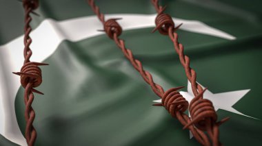 Pakistan bayrağı ve Dikenli tel resim 3d Hazırlama