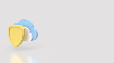 Teknoloji için Kalkan ve Bulut konsepti 3D Hazırlama.