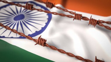 Hindistan bayrağı ve Dikenli tel resim 3d Hazırlama.