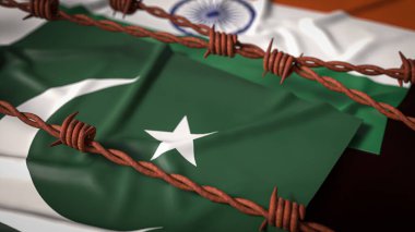 Hindistan ve Pakistan bayrak resmi 3d Hazırlama.