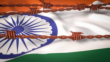 Hindistan bayrağı ve Dikenli tel resim 3d Hazırlama.