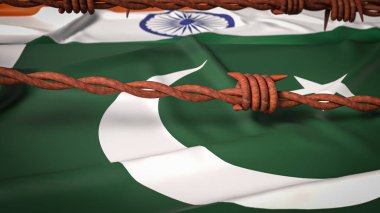 Hindistan ve Pakistan bayrak resmi 3d Hazırlama.