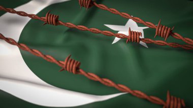 Pakistan bayrağı ve Dikenli tel resim 3d Hazırlama