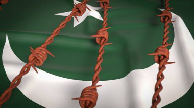 Pakistan bayrağı ve Dikenli tel resim 3d Hazırlama