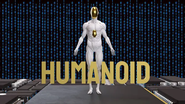 Teknoloji ve bilim konsepti 3D Hazırlama için İnsansı.