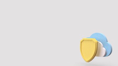 Teknoloji için Kalkan ve Bulut konsepti 3D Hazırlama.