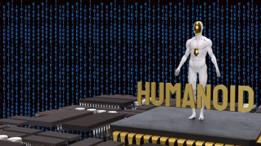 Teknoloji ve bilim konsepti 3D Hazırlama için İnsansı.