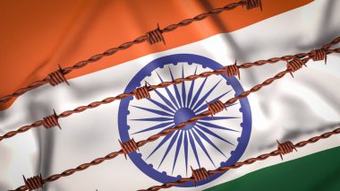 Hindistan bayrağı ve Dikenli tel resim 3d Hazırlama.