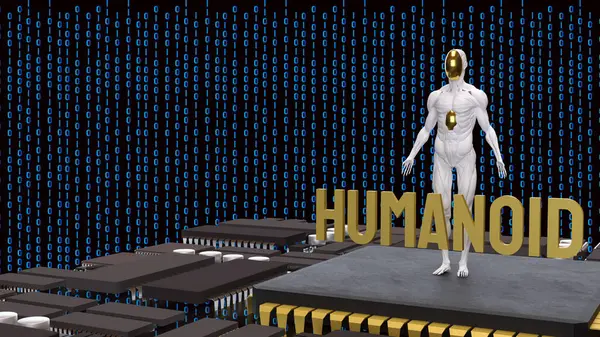 Teknoloji ve bilim konsepti 3D Hazırlama için İnsansı.