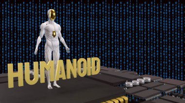 Teknoloji ve bilim konsepti 3D Hazırlama için İnsansı.