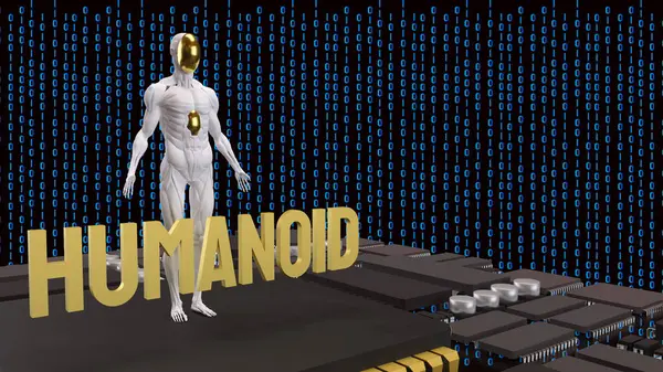 Teknoloji ve bilim konsepti 3D Hazırlama için İnsansı.